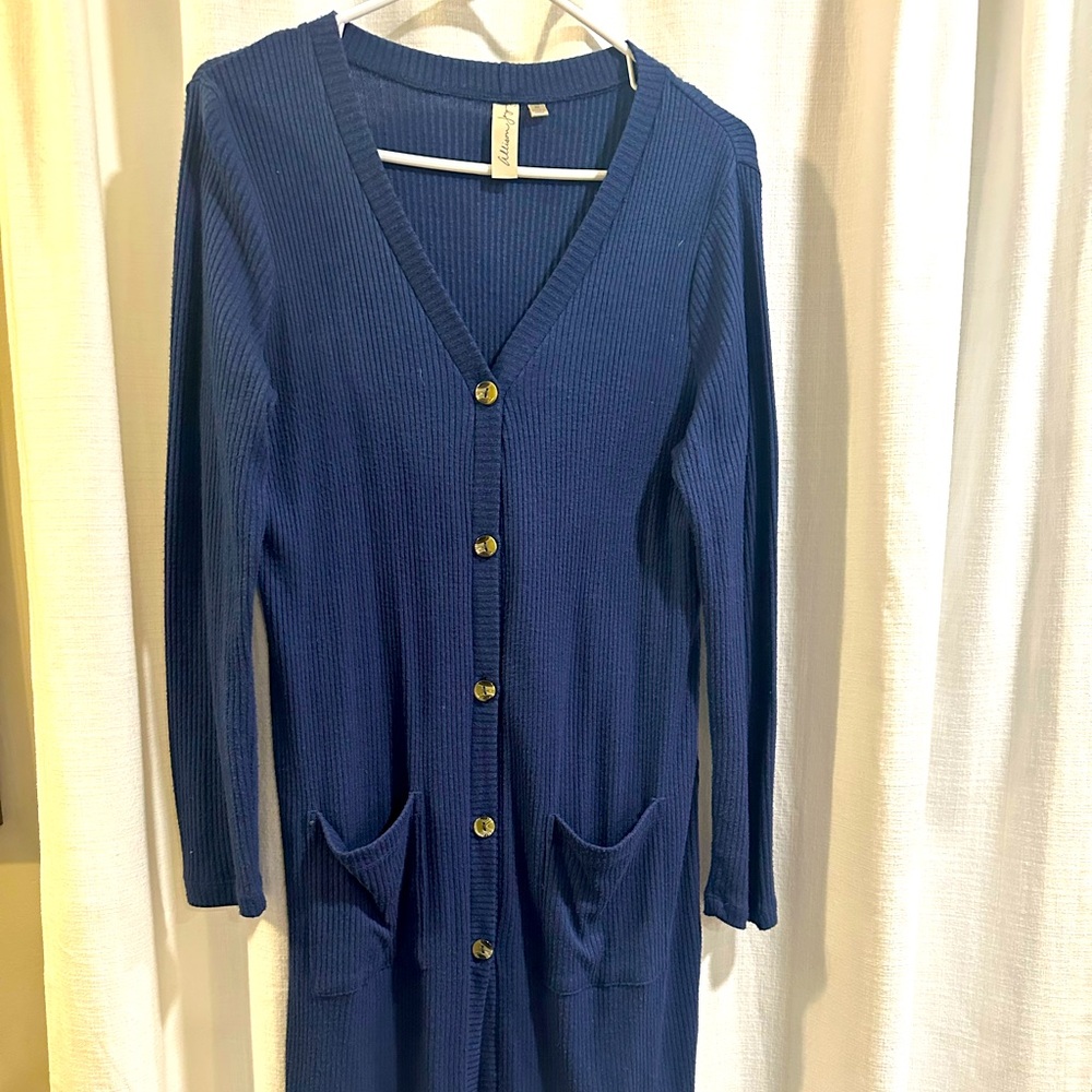 Allison Joy Navy Long Cardigan with Pockets